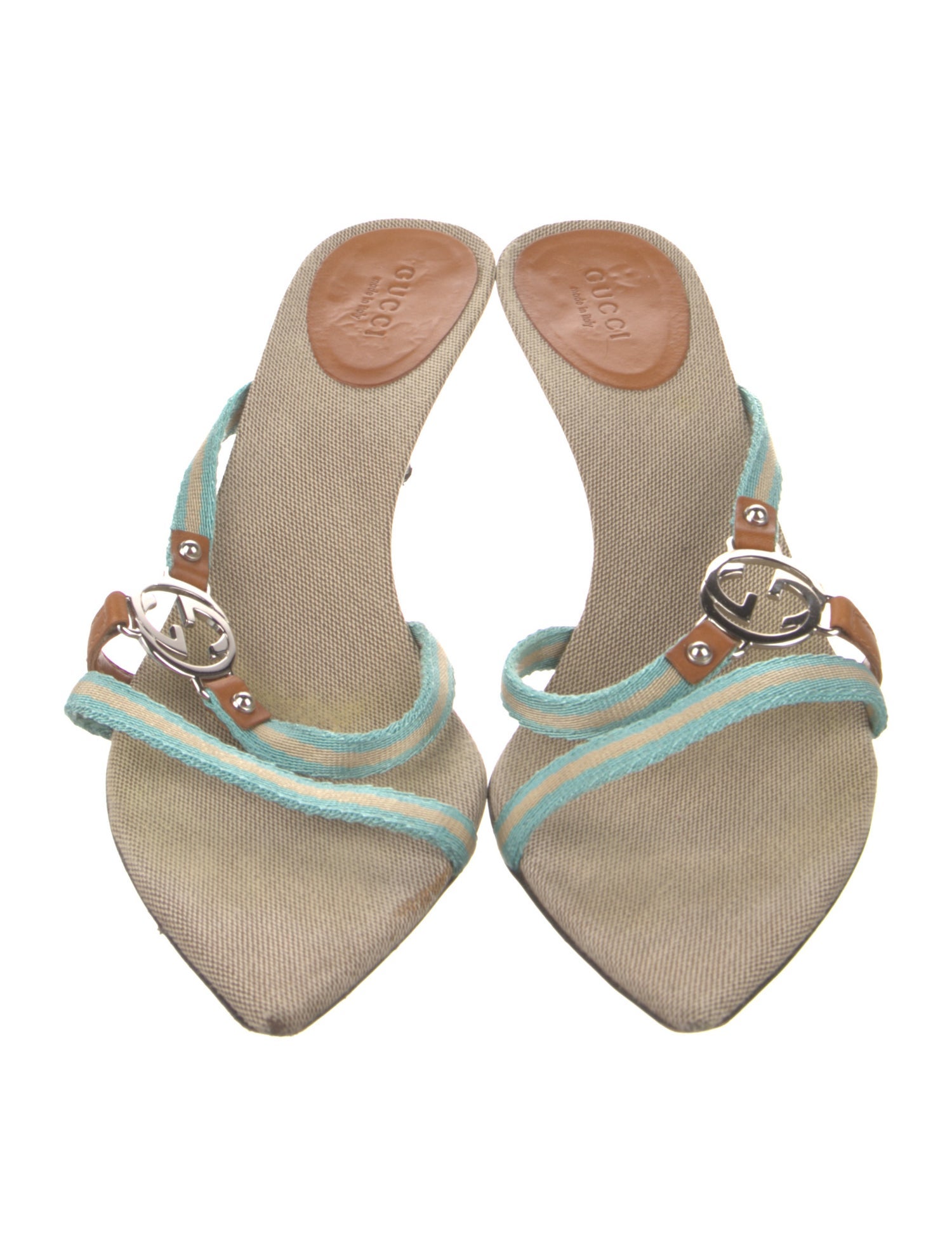 Gucci Double G Logo Canvas Slides